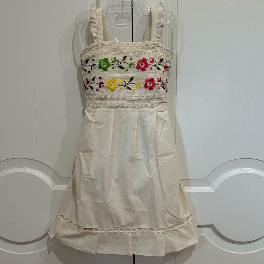 Mexican Girls Dress With Hand Embroidered.